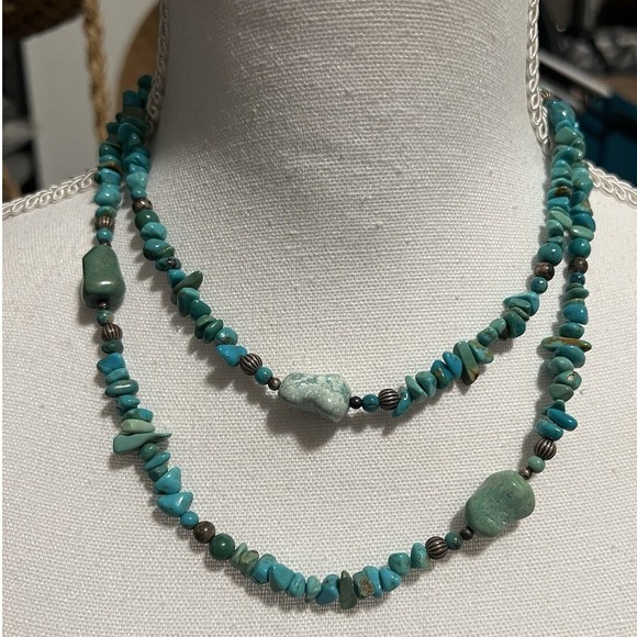 Carolyn Pollack Sterling Silver Green & Blue Turquoise Beaded 18" Necklace - Picture 2 of 10